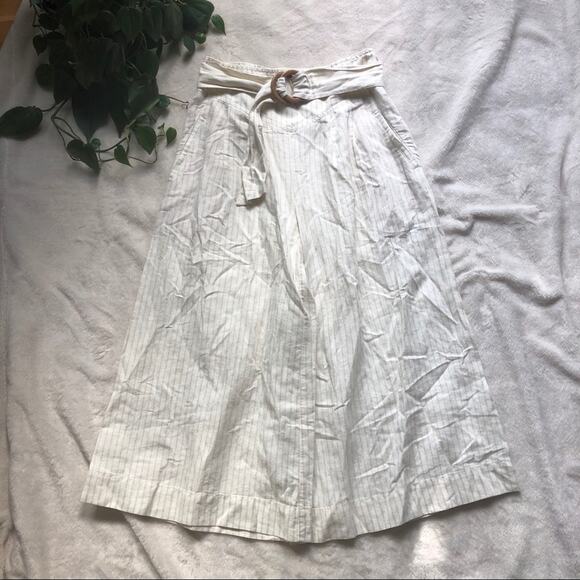 Anthropologie Palm Belt Linen Wide Leg Crop Pants - Picture 2 of 5